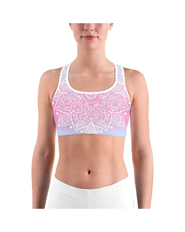 Steals and Deals Pastel Blue & Pink Mandala Sports bra