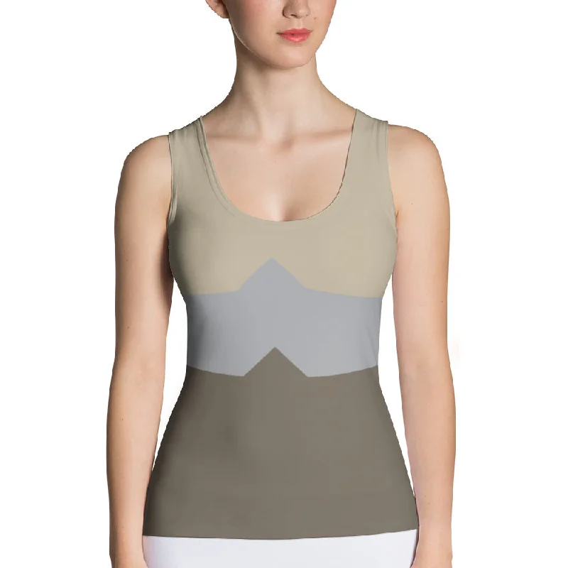Super Sale Brown Color Block Tank Top