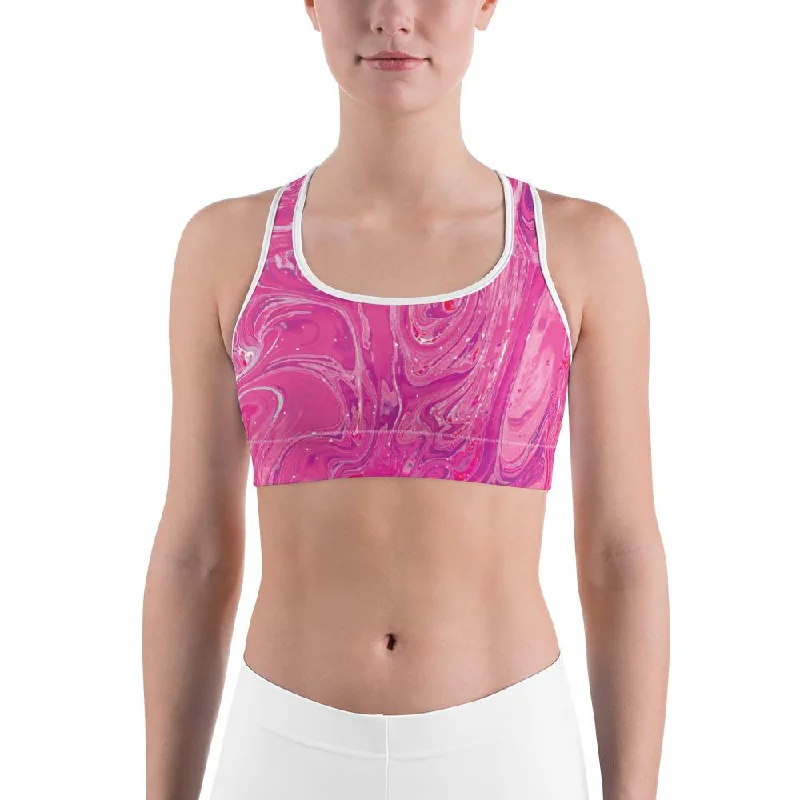 Discount Extravaganza Pink Swirl Sports Bra