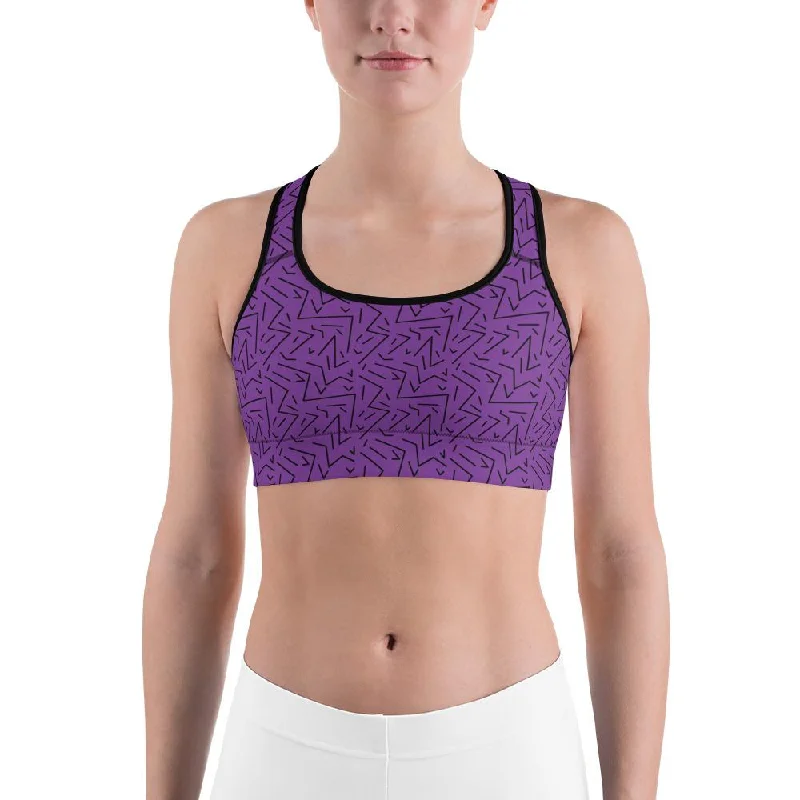 Low Prices Purple Black Line Sports Bra