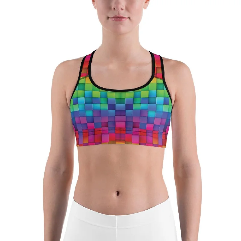 While Supplies Last Rainbow Blocks Sports Bra