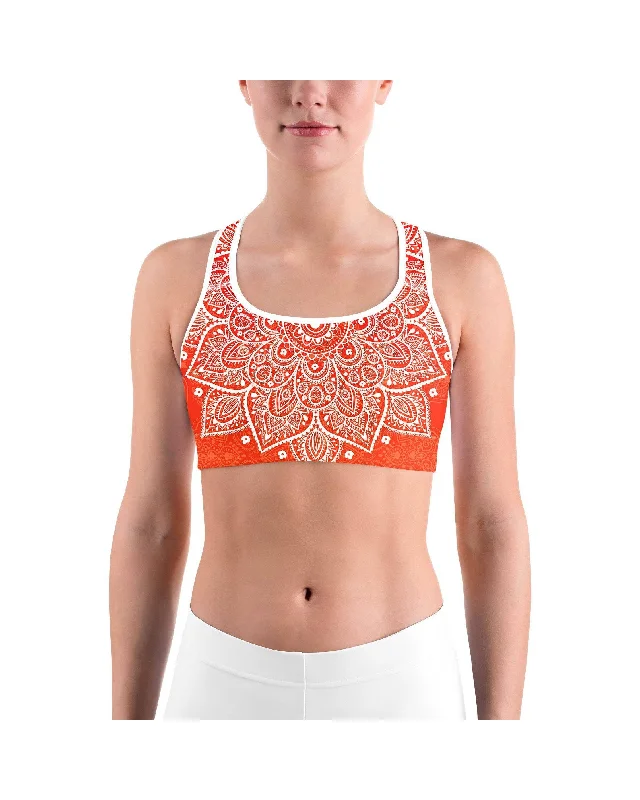 Super Deal Red to Orange Mandala Sports bra