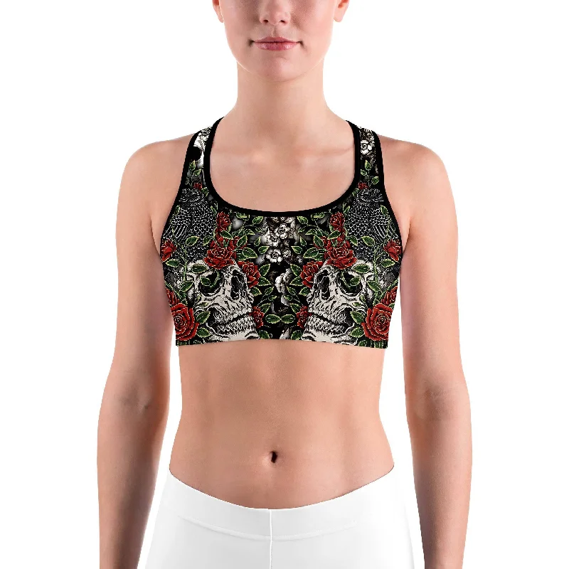 Don't Wait Skulls & Roses Sports bra