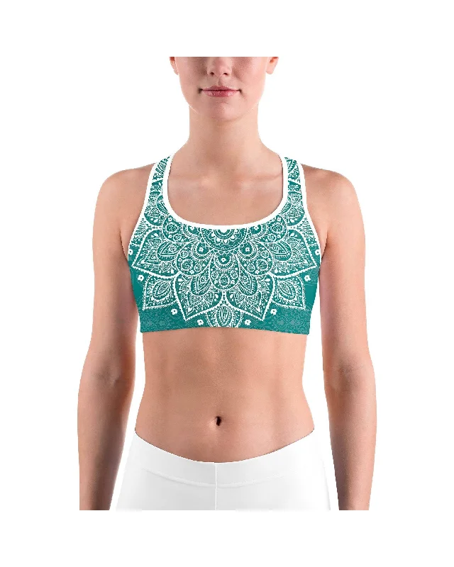 New Markdowns Teal Mandala Sports bra
