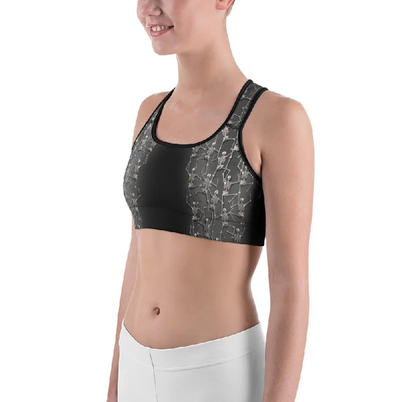 Shop and Save Tiny Skeletons Creeping Up Sports Bra