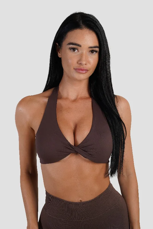 Deal of the Day TWIST HALTER BRA - ESPRESSO
