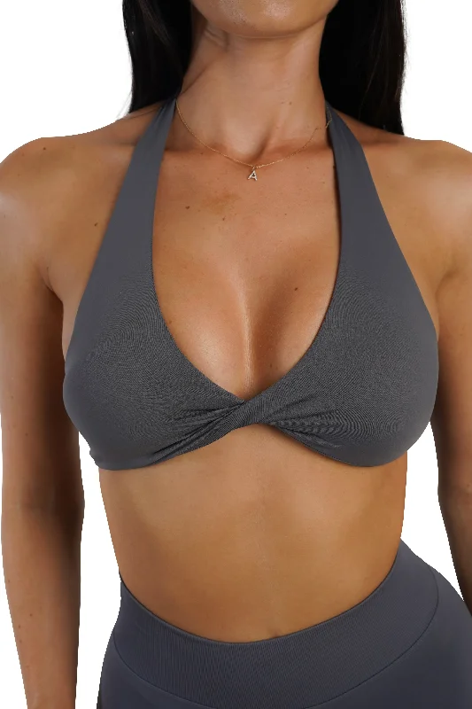 Flash Deals Twist Halter Bra - Storm