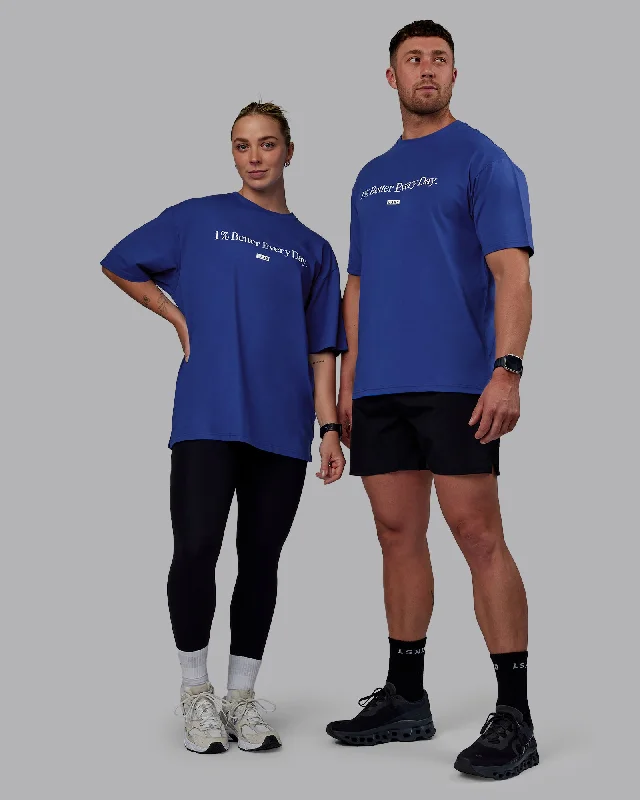 Savings Alert Unisex 1% Better FLXCotton Tee Oversize - Power Cobalt-White