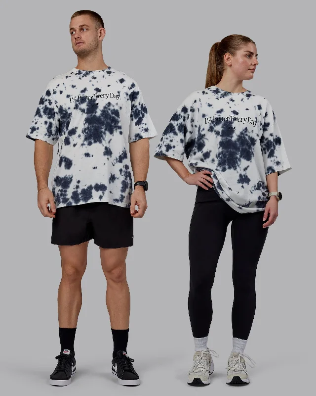 Weekend Deal Unisex 1% Better Heavyweight Tee Oversize - White-Black Tie Dye