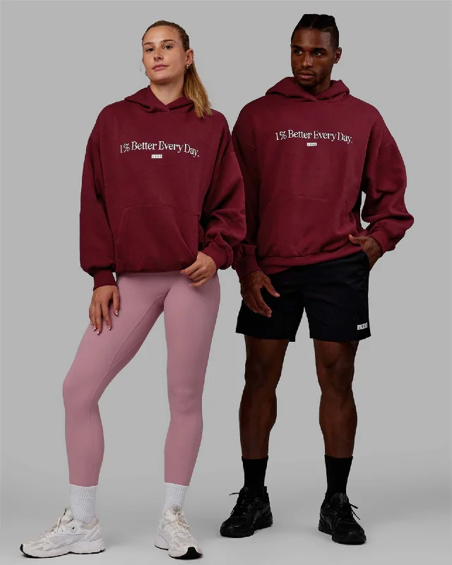Early Access Unisex 1% Better Hoodie Oversize - Cranberry-White