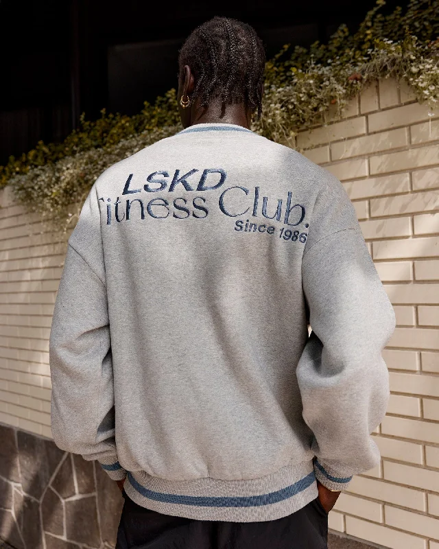 Bargain Blast Unisex Fitness Club Sweater Oversize - Lt Grey Marl-Elemental Blue