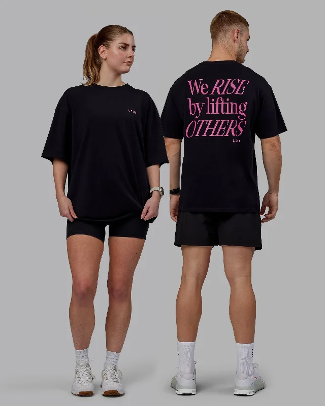 Don't Miss Unisex Lift-Up FLXCotton Tee Oversize - Black-Fuchsia Pink