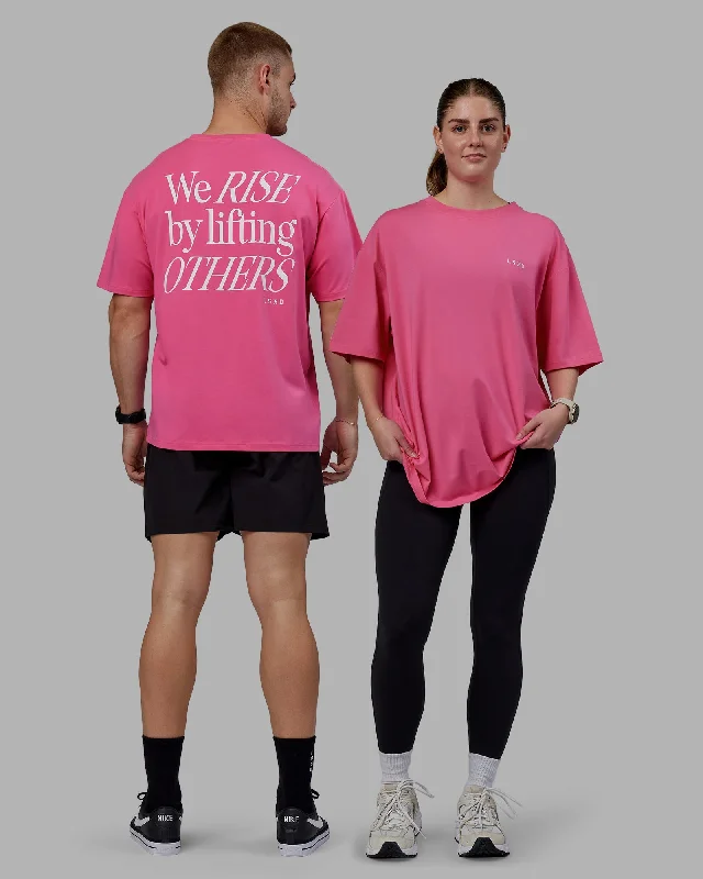 Can't Be Beat Unisex Lift-Up FLXCotton Tee Oversize - Carmine Rose-White