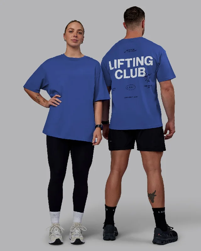 Inventory Reduction Unisex Lifting Club FLXCotton Tee Oversize - Power Cobalt-White