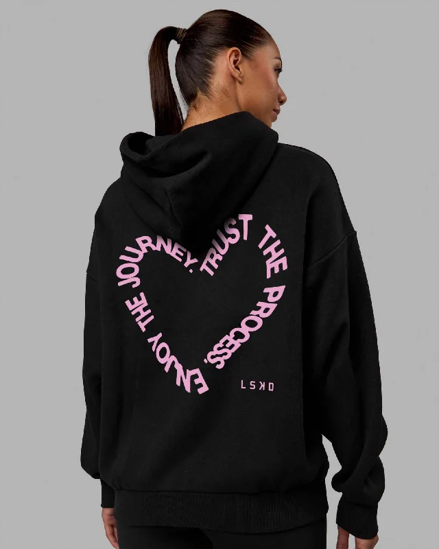 Price Slash Unisex Love The Process Oversize Hoodie - Black-Bubble Gum