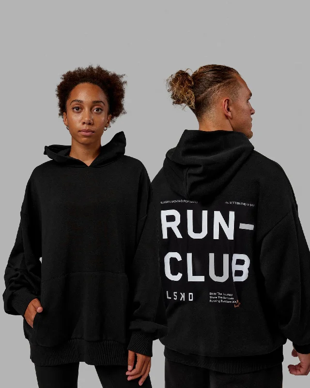 Final Clearance Unisex Love The Run Hoodie Oversize - Black-White