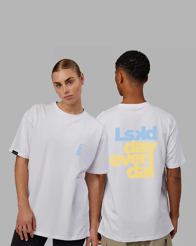 Friends and Family Sale Unisex LSKD Every Day FLXCotton Tee Oversize - White-Blue-Yellow