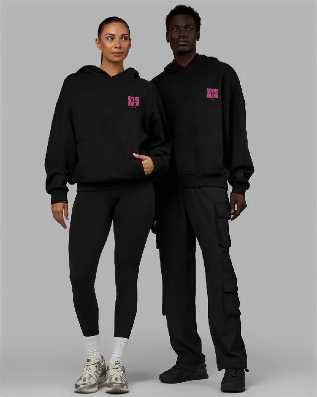 Year-End Sale Unisex Party Pace Hoodie Oversize - Black-Pink