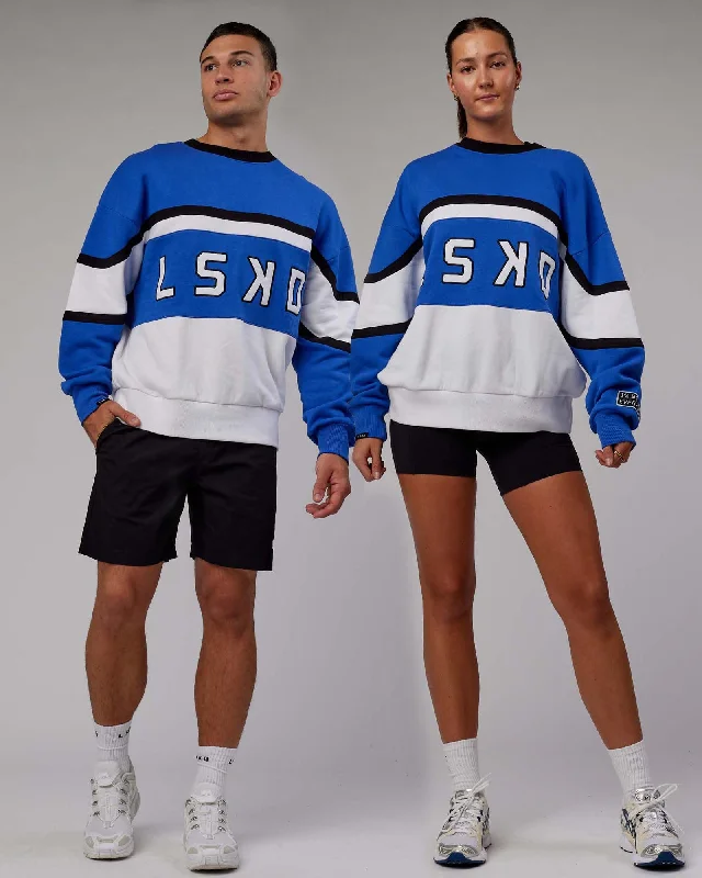 Deep Discounts Unisex PrimeTime Sweater Oversize - Power Cobalt-White