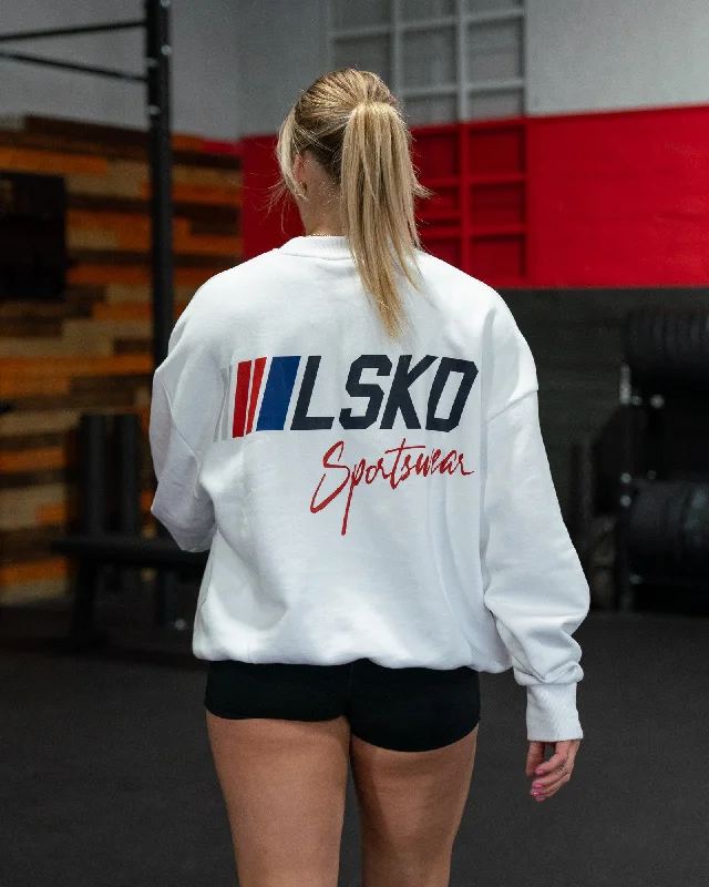 Referral Discount Unisex Redline Sweater Oversize - White-Navy
