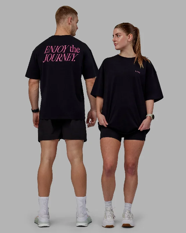 Shop and Save Unisex VS1 FLXCotton Tee Oversize - Black-Fuchsia Pink