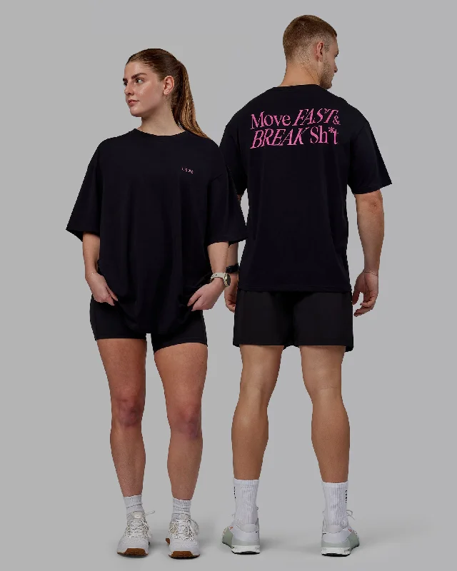 Overstock Unisex VS5 FLXCotton Tee Oversize - Black-Fuchsia Pink