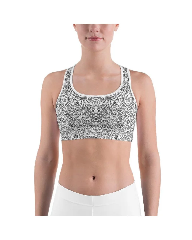 Limited Edition White & Black Mandala Sports Bra