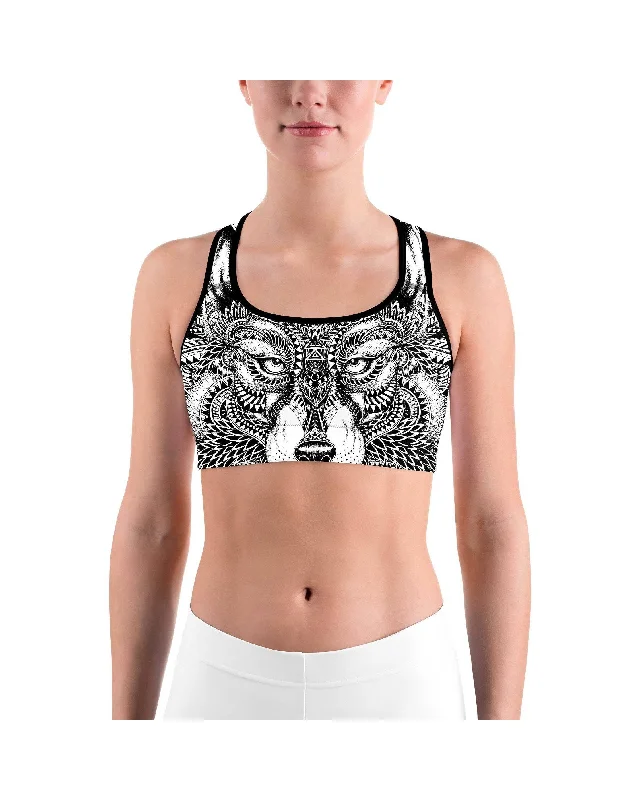 New Deals Zentangle Wolf Sports bra