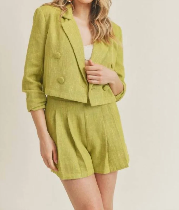Fantastic Offers Amara High Waisted Pleated Short In Green