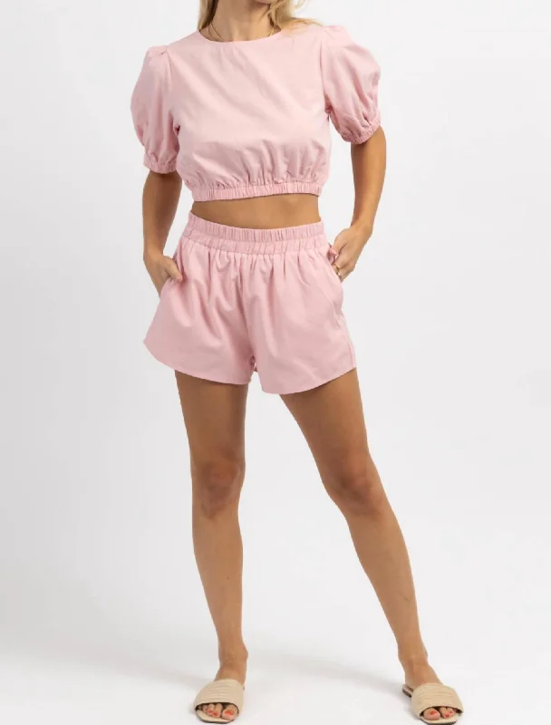 New Deals Barcelona Linen Short Set In Pink