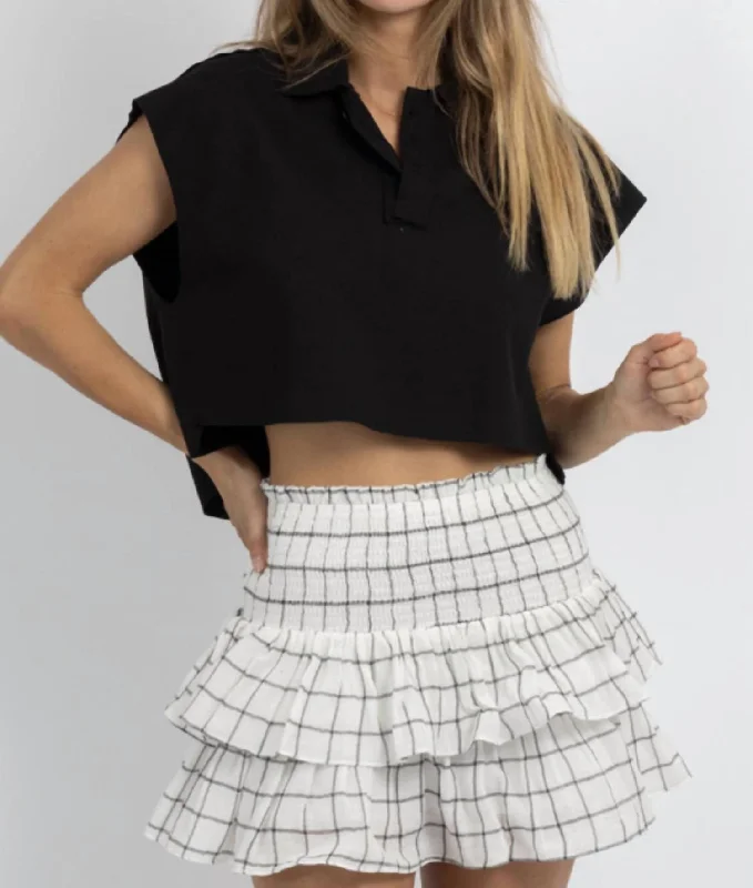 Limited Availability Carmen Check Gauze Skort In White