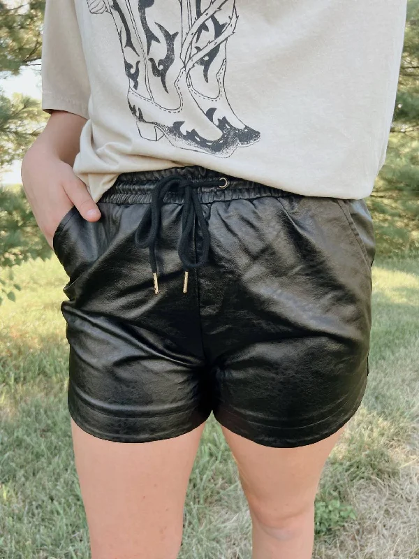 Shop and Save Edgy Leather Shorts In Black