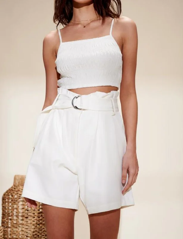 Special Promotion Elaine Paper Bag Shorts In Ivory