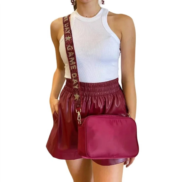 Final Markdown Faux Leather Shorts In Maroon