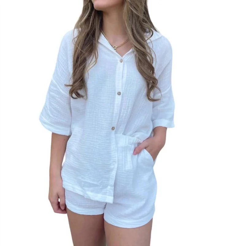 Special Price Gauze Shorts In White