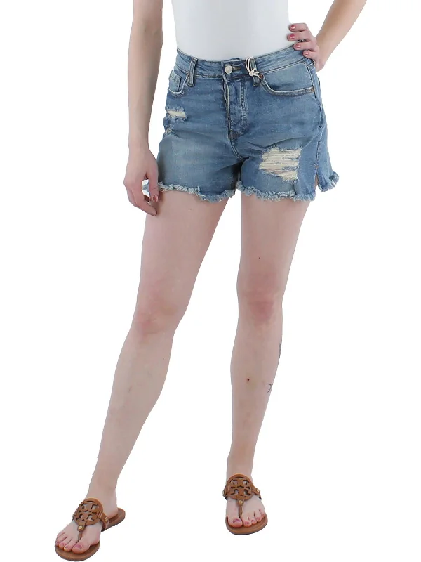Early Access Juniors Womens Mid Rise Raw Hem Cutoff Shorts