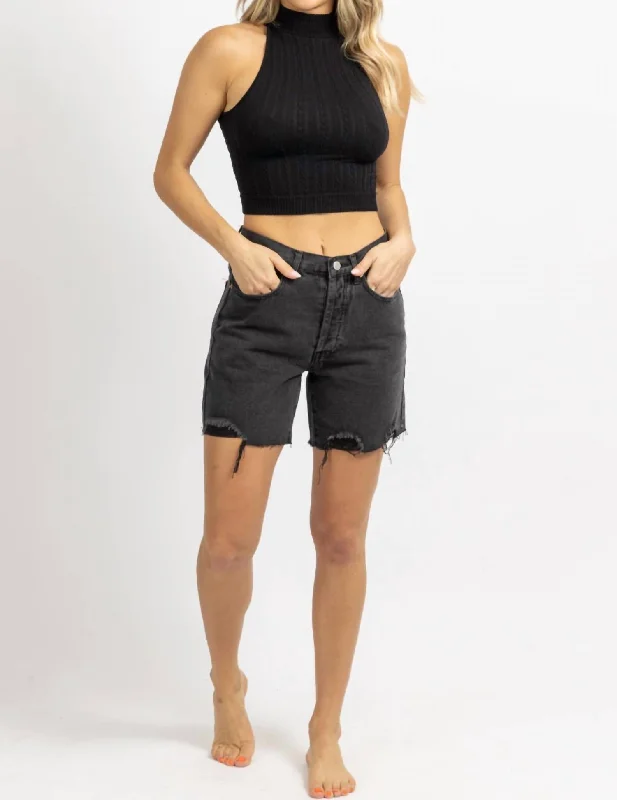 Buy More, Save More Mid-Thigh Denim Short In Washed Black