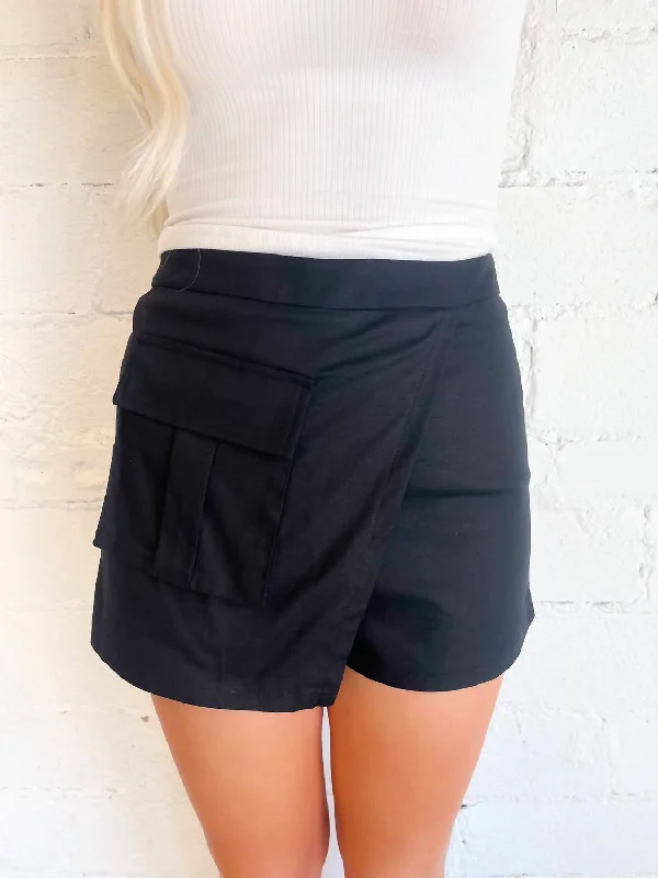 Members Only Ride The Wave Asymmetrical Shorts In Black