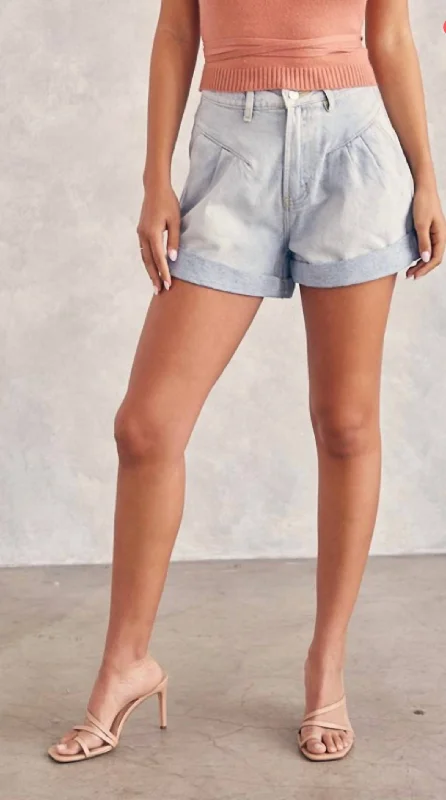 Take Advantage Rolled Denim Short In Blue
