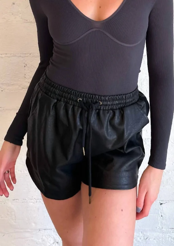 Deal of the Day Seasons Change Faux Leather Shorts In Black