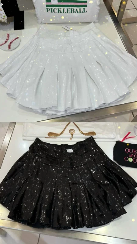 Big Savings Sequin Pleat Skort In White