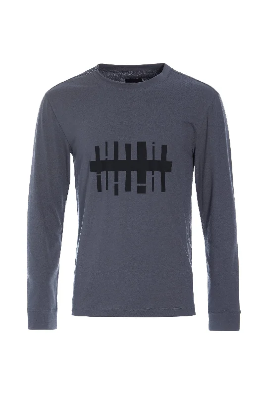 Lowest Price T SHIRT WITH PRINT & LONG SLEEVES - 1019CP - GREY