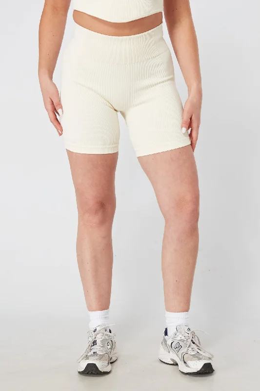 New Markdowns Twill Active Rib Cycling Short - CREAM