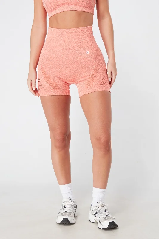 The Best Prices Twill Active Seamless Marl Laser cut Shorts - Coral