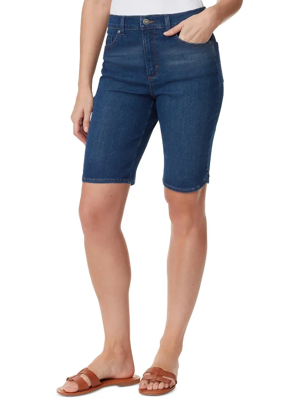 Early Access Womens Knee-Length Dark Wash Bermuda Shorts