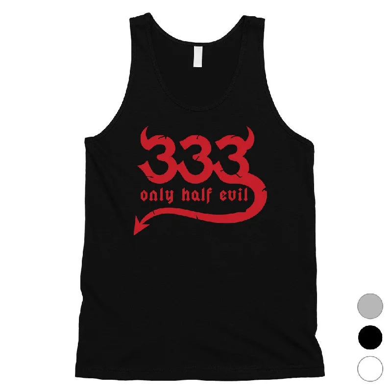 Limited Time Offer 333 Only Half Evil Funny Halloween Costume Cute Mens Tank Top