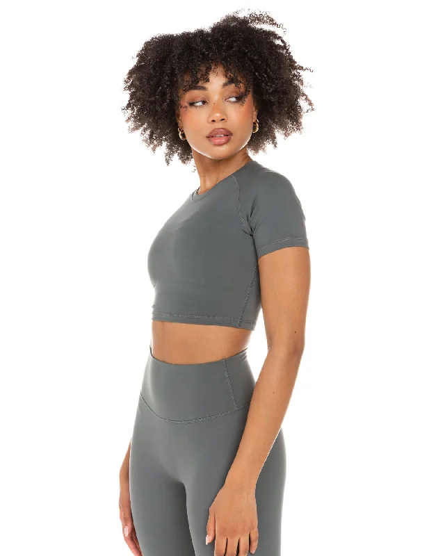 Super Savings Aura Crop Tee - Cloud Grey