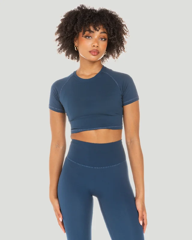 Don’t Miss Out Aura Crop Tee - Navy