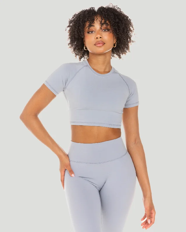 Customer Appreciation Sale Aura Crop Tee - Steel Grey