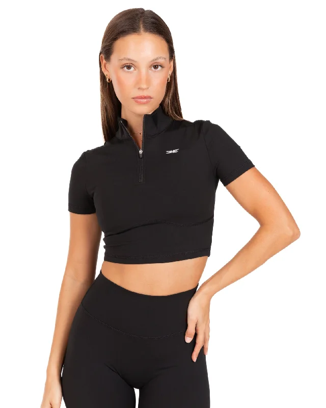 Doorbuster Deal Auraluxe Crop Tee - Black
